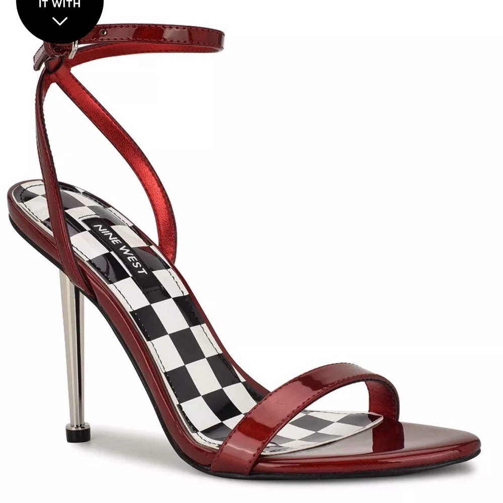 Nine West Glossy Red Ankle Strap Heels